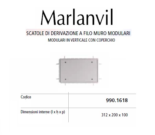 Acquista materiale elettrico e accessori online SCATOLA DERIVAZIONE  312X200X100 DA INCASSO MARLANVIL 990.1618